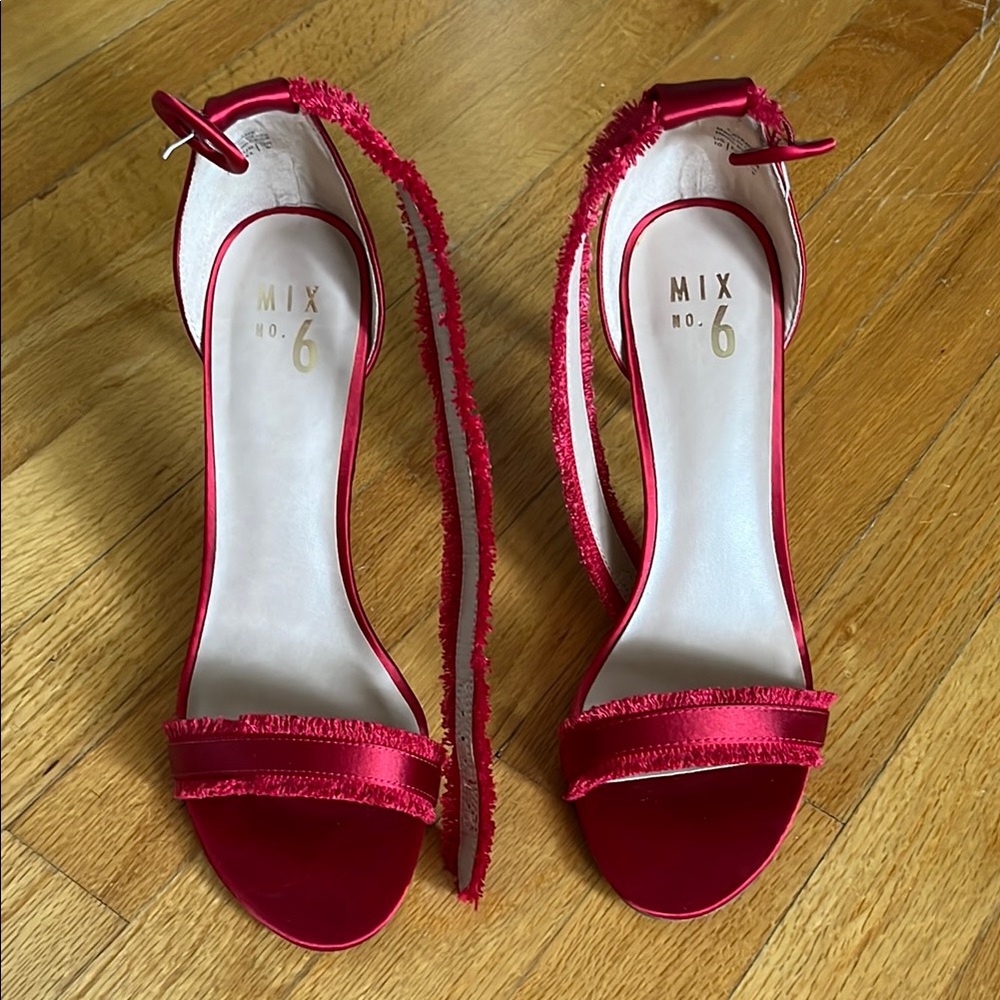 Mix No. 6 Red Satin Heels with Slingback Strap